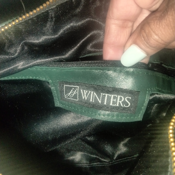 JJ Winters green leather satchel tote purse - Picture 7 of 8